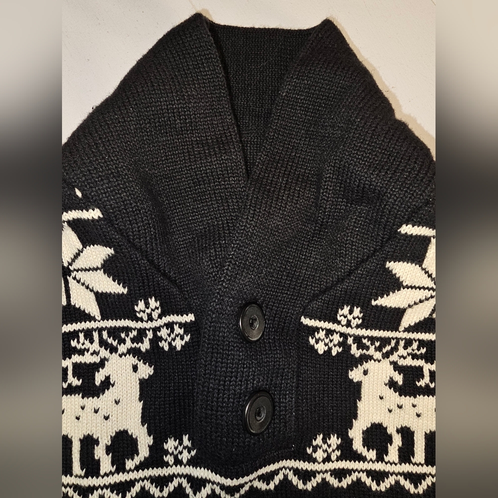 Peek...Little Peanut Sz 12-18 Months Black Sweater Pullover Reindeer - Picture 3 of 10